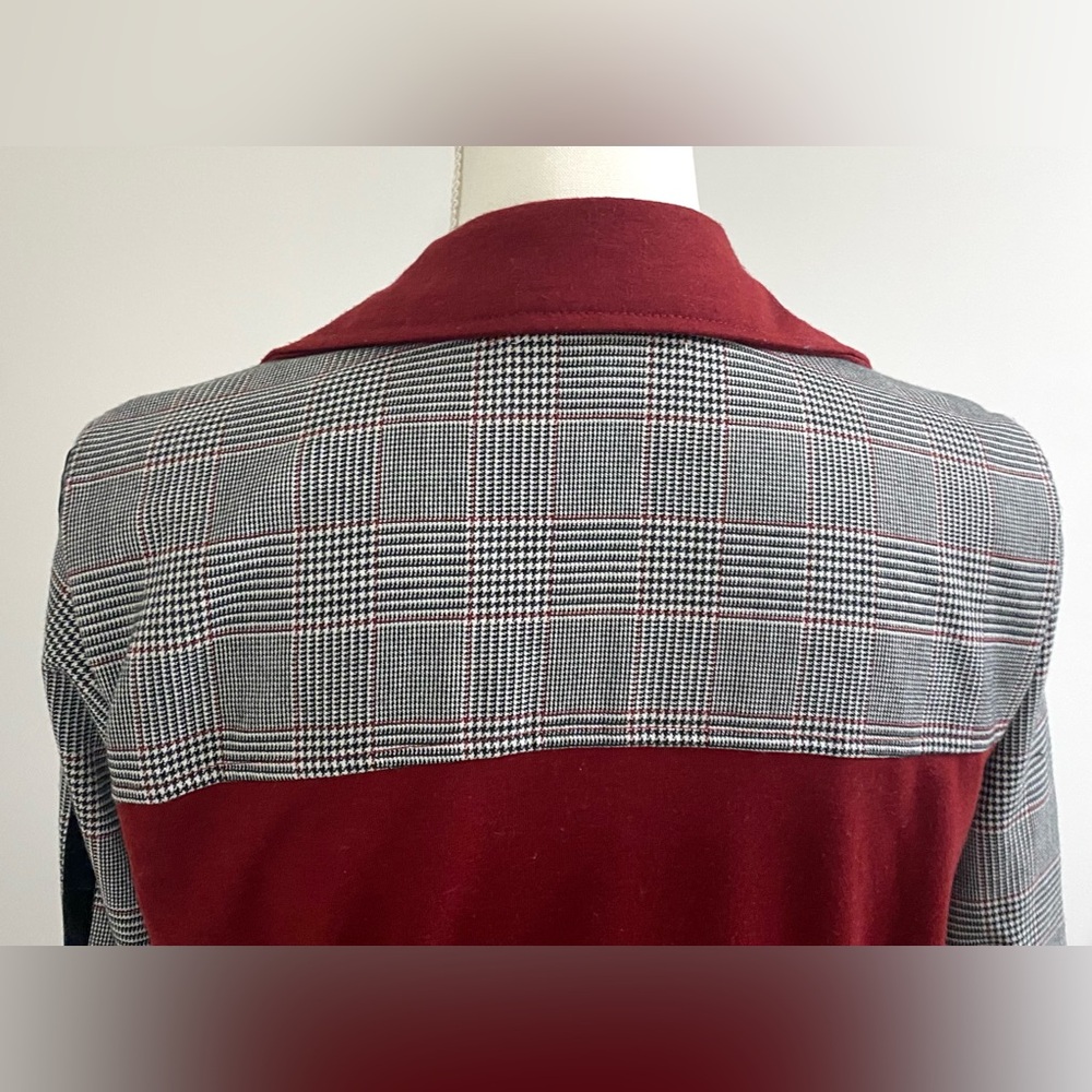 Tru Self Womens L Burgundy Black Herringbone Jacket Whimsigoth Y2K Streetwear - Picture 7 of 16